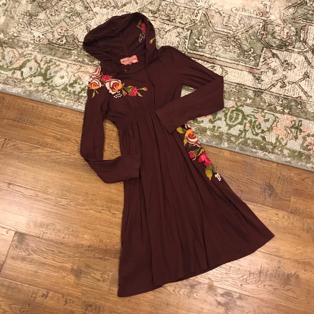 Johnny Was Embroidered Hoodie Dress